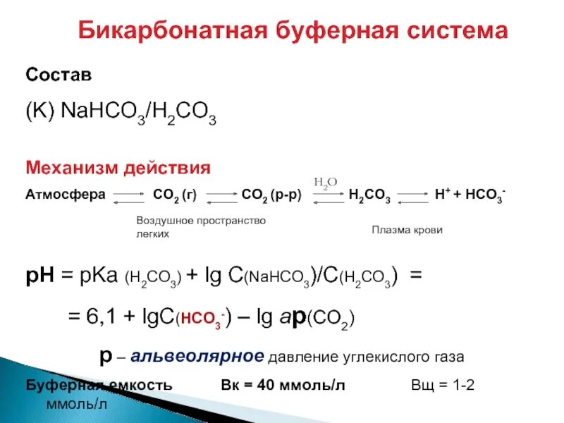 Nahco3 р р. Бикарбонатная буферная система. Бикарбонатная буферная система механизм. PH для бикарбонатной буферной. Бикарбонатная буферная система состав.