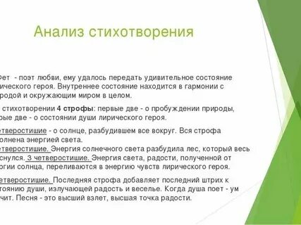 Анализ стихотворения фета я пришел