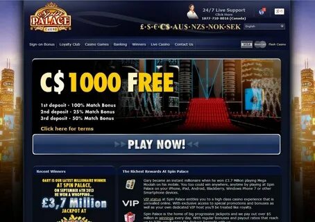 Spin Palace Casino - Canada 2021 Review With C $1000 Free Bonus! 