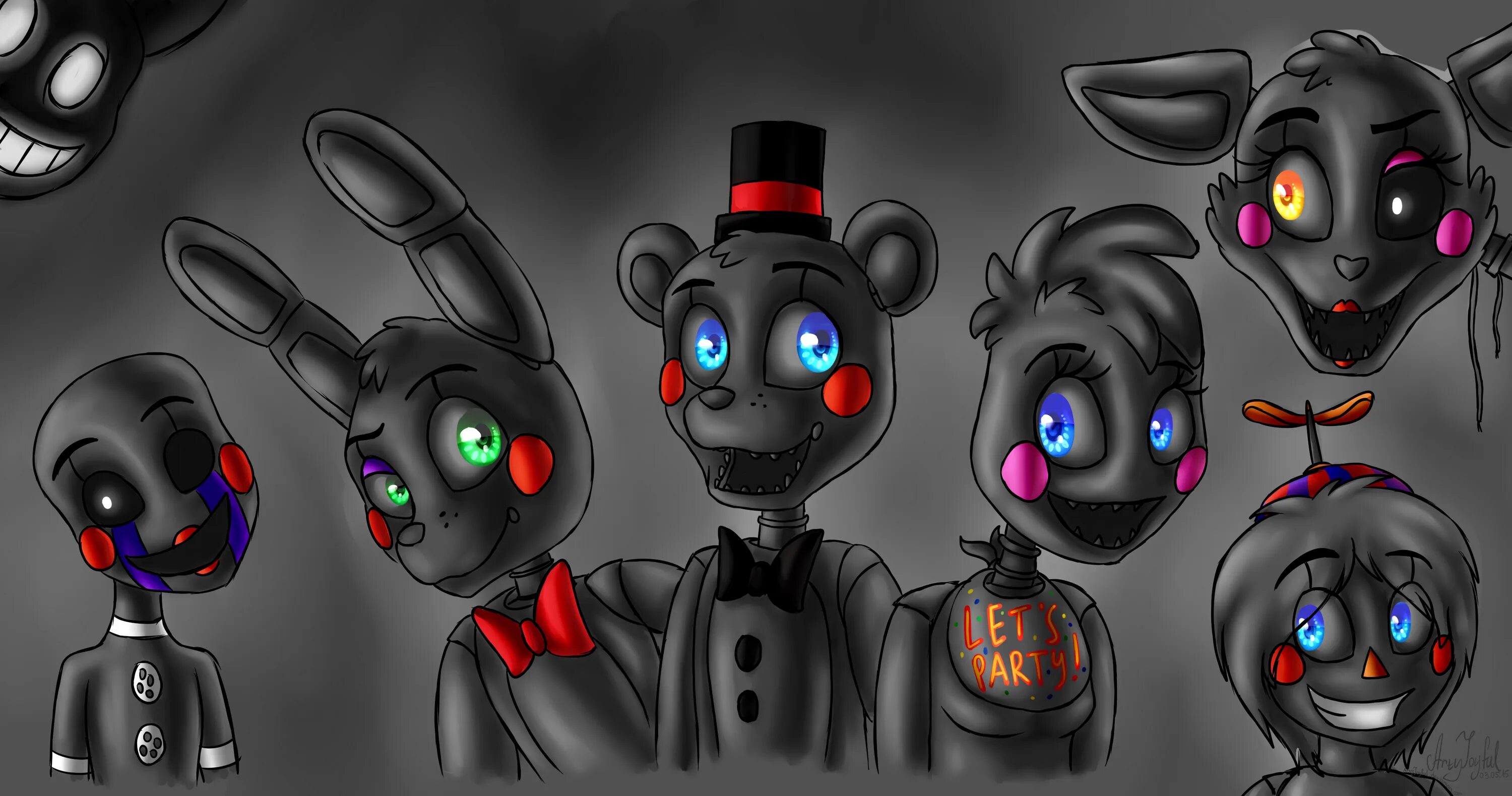 Какой фнаф 2. Five Nights at Freddy's АНИМАТРОНИКИ. ARTYJOYFUL ФНАФ. Фредди ФНАФ 1 арт АНИМАТРОНИК. АНИМАТРОНИКИ Файв Найтс Фредди.