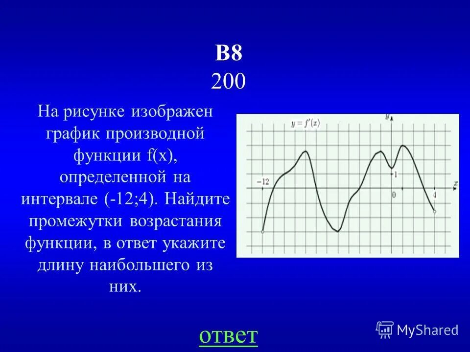 График производной функции найдите промежутки возрастания функции. Промежутки убывания функции. Укажите промежутки возрастания функции. Найдите длину промежутка возрастания функции. Функция убывает на промежутке.