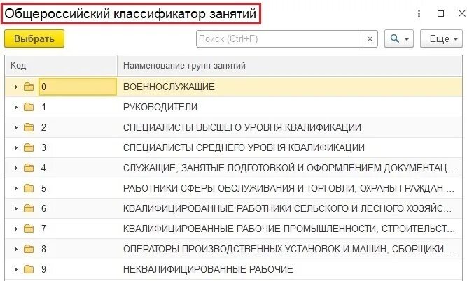 Коды окз 2023 год. Код по Общероссийскому классификатору занятий. Общероссийский классификатор занятий ОКЗ. Код ОКЗ В 1с. Сторож код по ОКЗ 2022 для СЗВ-ТД.