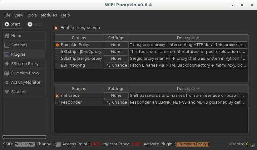 Description of settings. Wifi pumpkin. start settings. прокси плагин это. mitm proxy.
