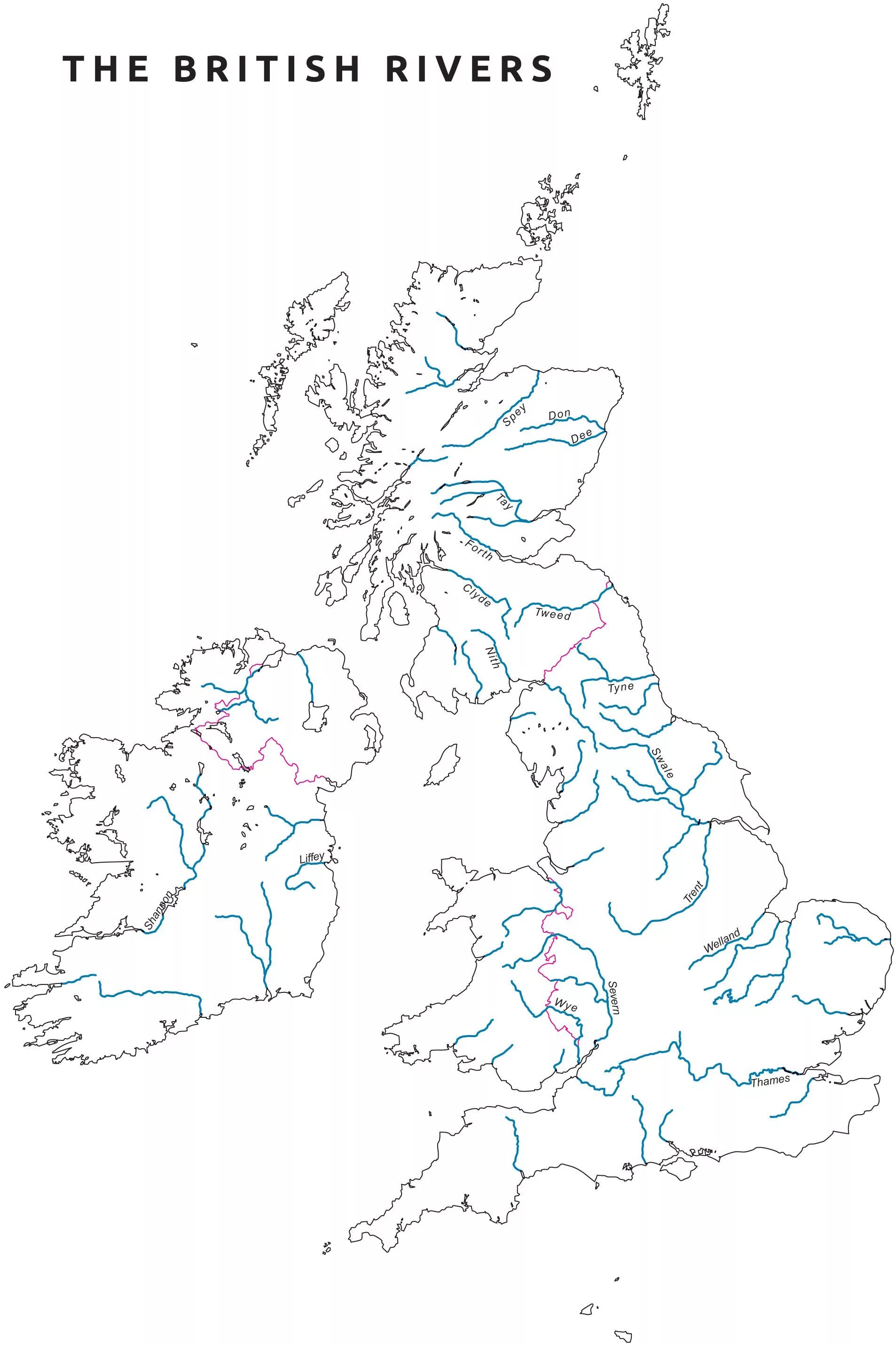 Контурная карта Великобритании с реками. Физическая карта Великобритании контурная. Контурные карты реки Англии. Контурная карта Великобритания и Ирландия.