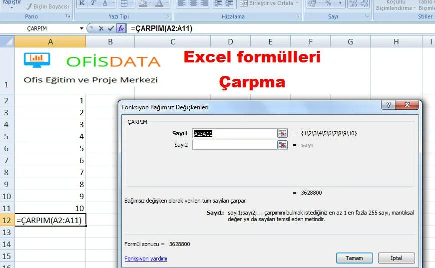 Excel formulleri.