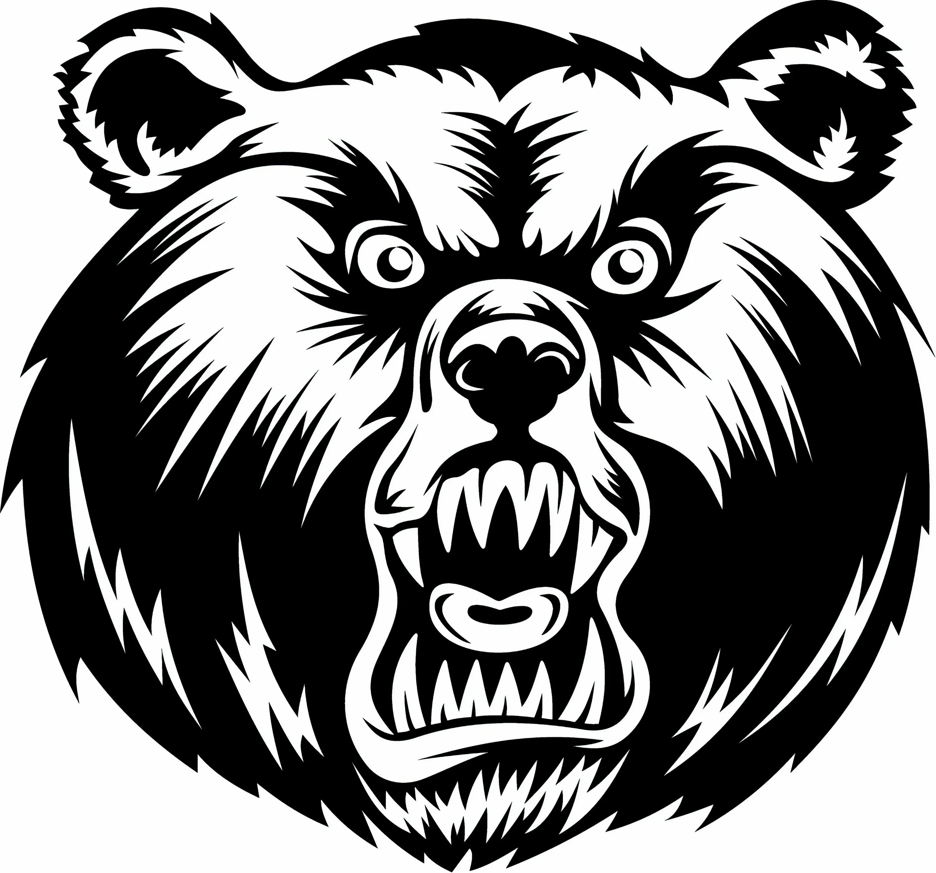 Черно белое изображение png. Медведь рисунок. Морда медведя. Медведь векторное изображение. Растровые изображения животных.