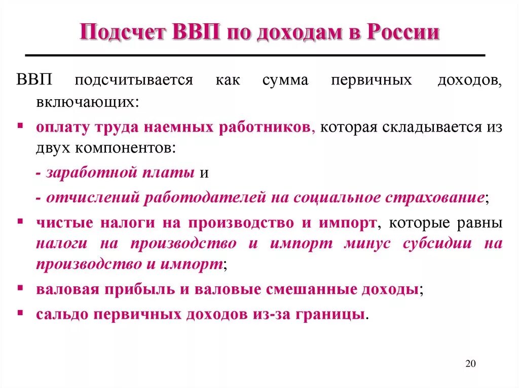 Расчет ВВП методом расходов включает. Что учитывается при расчете ВВП по доходам. Что учитывается при подсчете ВВП. При расчете ВВП по доходам не учитываются:. Методика расчета доходов