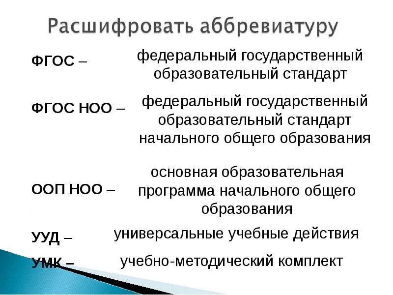 Расшифруйте аббревиатуру ФГОС ООП. Расшифровка аббревиатуры. Расшифруйте аббревиатуру. Аббревиатура расшифровывается.