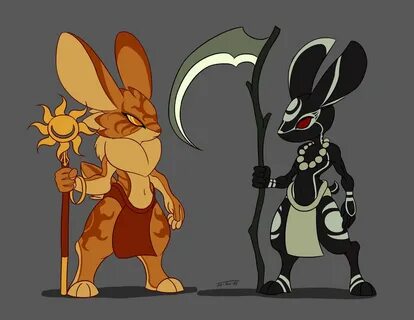 Here is my anthro fanart depiction of the two rabbit deities, Frith and Inl...