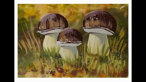 Рисуем грибы гуашью