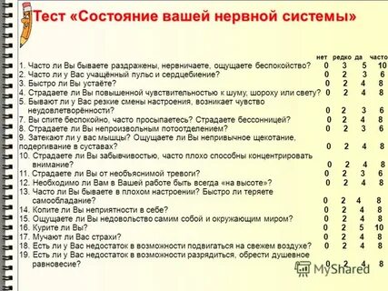Тест на состояние психики в данный момент