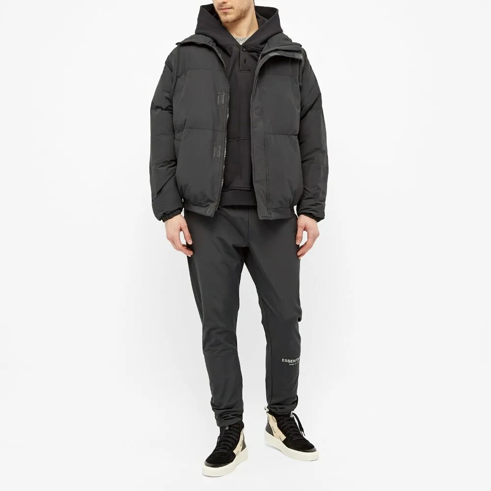 Fog essentials. Fear of god essentials puffer. fear of god essentials puffer jacket ssense. fear of god puffer jacket. куртка essentials fear of god.