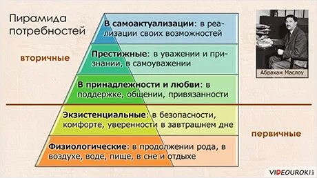 Вторичные потребности человека примеры