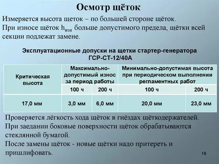 Высота щеток