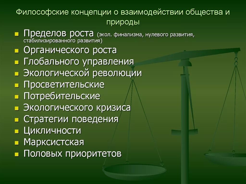 Взаимодействие экологии и философии. Концепции взаимоотношения общества и природы. Теории взаимодействия природы и общества. Основные концепции взаимодействия общества и природы. Современные концепции взаимодействия общества и природы.