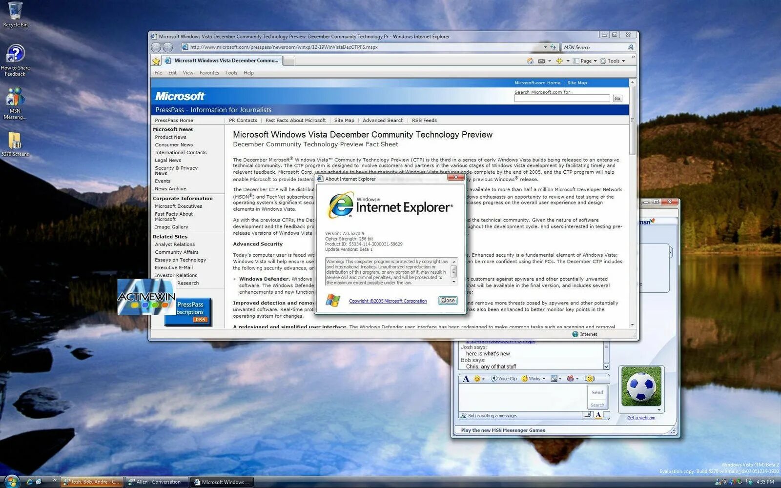 Бета-версия Windows Vista. Windows Vista Explorer. Виндовс Виста бета версия. Windows Vista build 5270.