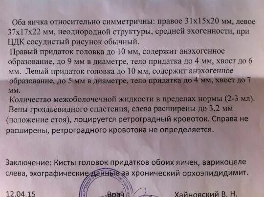 Киста головки у мужчин. УЗИ мошонки гидроцеле заключение. Водянка яичка протокол УЗИ. УЗИ органов мошонки протокол. УЗИ яичек протокол.