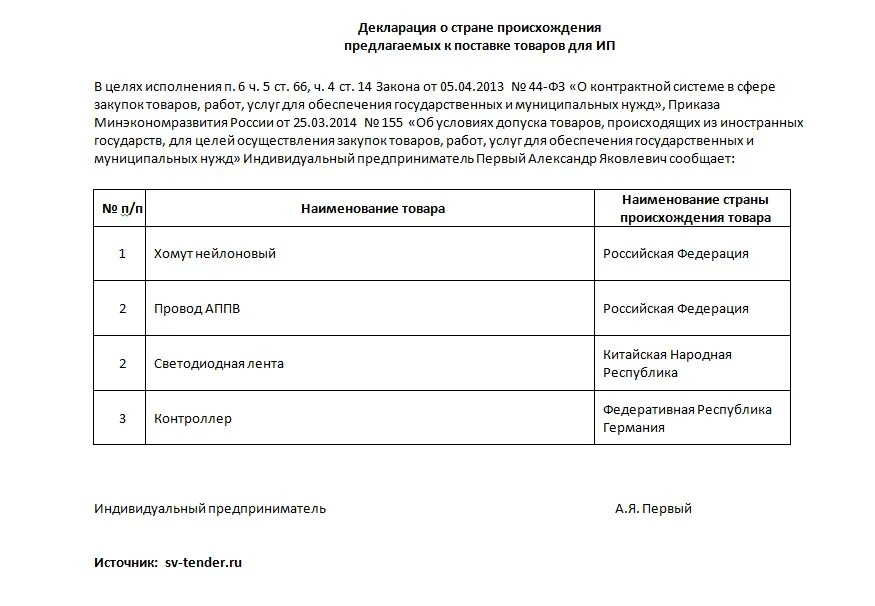 Заявка на участие в закупке 44 фз. Декларация о происхождении товара образец по 223 ФЗ. Декларация о стране происхождения товара образец. Декларация о происхождении товара образец. Декларация в свободной форме о стране происхождения.