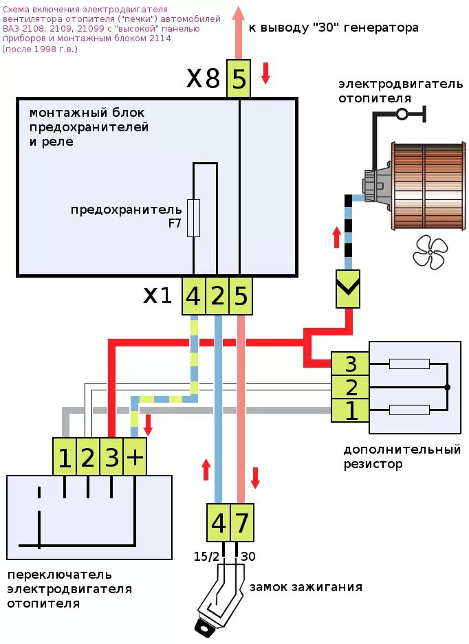 Схема подключения вентилятора отопителя ВАЗ 2109. Схема подключения вентилятора отопителя ВАЗ 2108. Схема подключения вентилятора отопителя ВАЗ. Схема подключения мотора печки ВАЗ 2109.