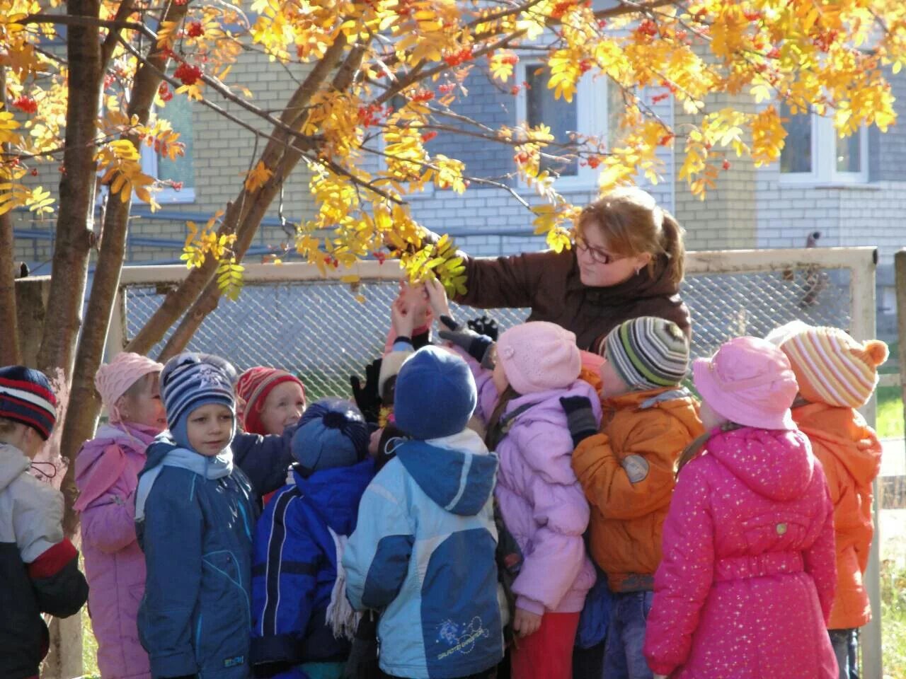 Дети рассказывают о природе. Прогулка в детском саду. Фотосессия в детском саду на прогулке. Дошкольники на прогулке. Воспитатель с детьми на прогулке.