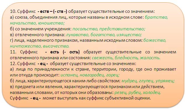 Слова с суффиксом есть существительные