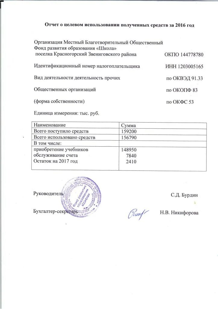 Отчеты в РОО - отчет о целевом использовании за 2016 г.jpg.
