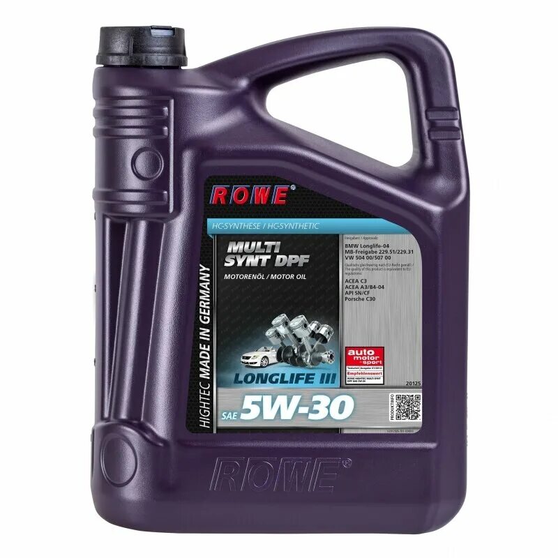 Rowe 5w40 Hightec Synt. Rowe Hightec Multi Synt DPF SAE 5w-30. Rowe 5w30 Synt Asia. Rowe Multi Synt DPF 5w-30.