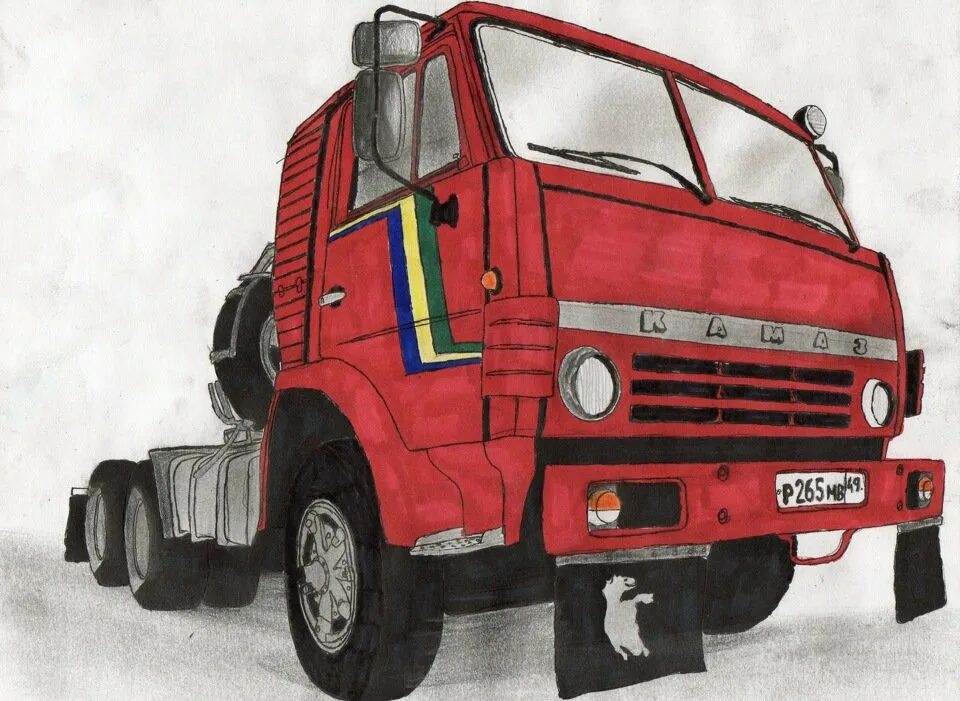 Покажи рисунок камаза. Камаз 5320 спереди. Грузовик камаз 55111. Камаз рисунок карандашом. Камаз 54115 дальнобойщики рисунок.