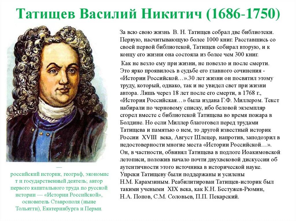 В. Татищев (1686-1750). В.Н. Татищев (1686–1750) слайды. Де генин слово информация