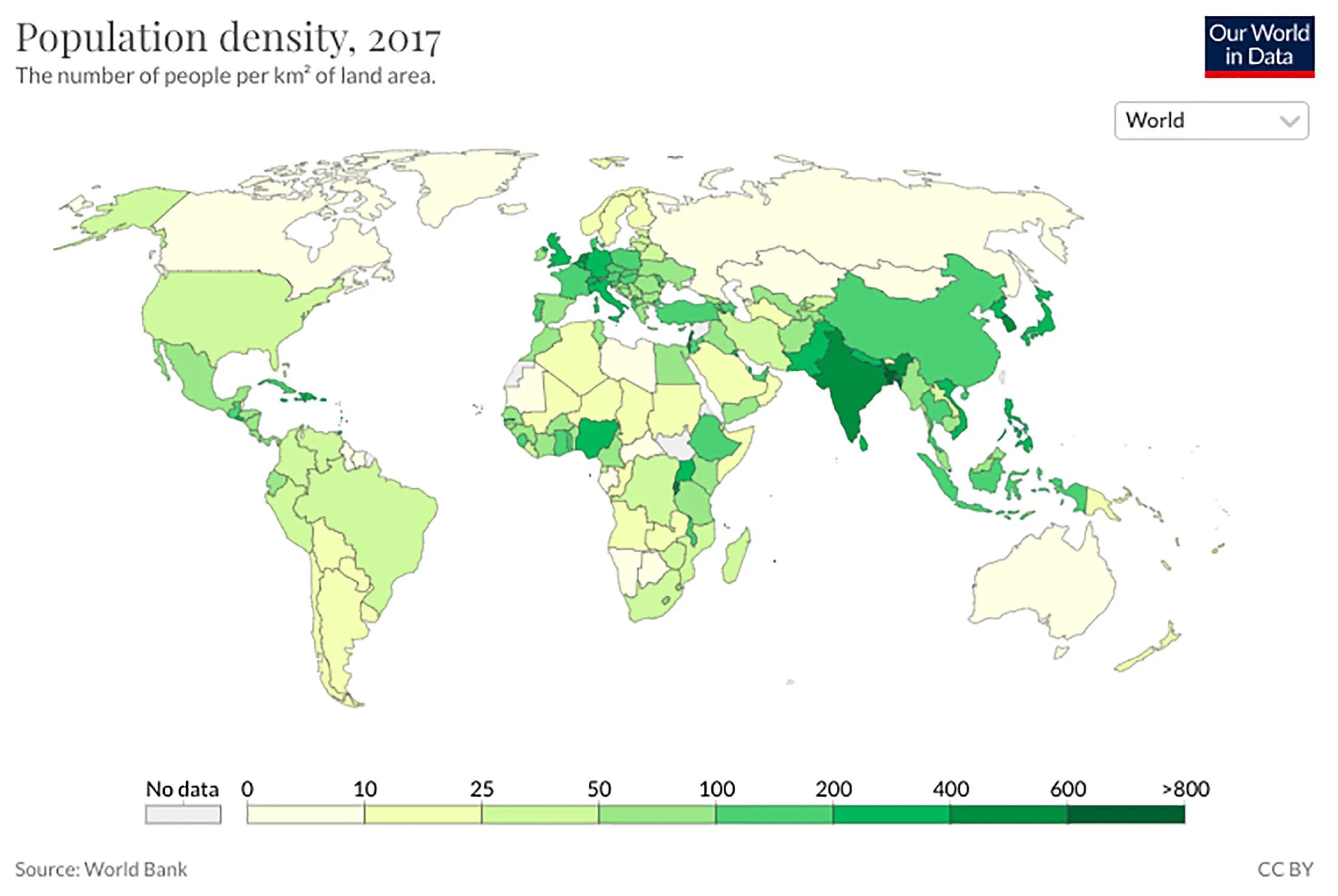 Плотность населения стран. Страны с самой низкой плотностью