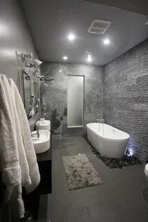 Ремонт ванны в серых тонах
