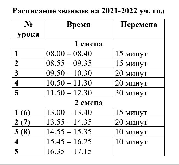 Расписание уроков 6 лицей город мелеуз. Расписание звонков.