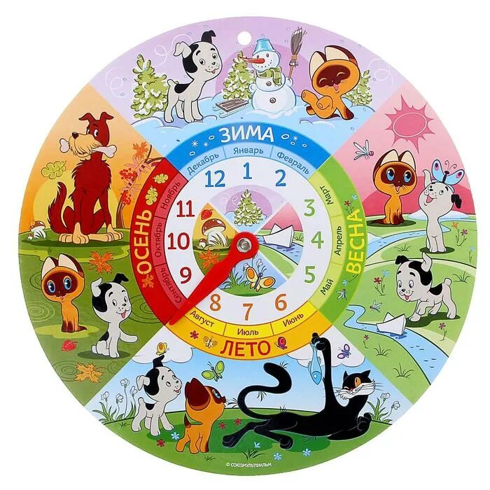 Год в часах. Обучающая игра часы котенок Гав. Часы времена года. Календарь времена года. Модель года для дошкольников.