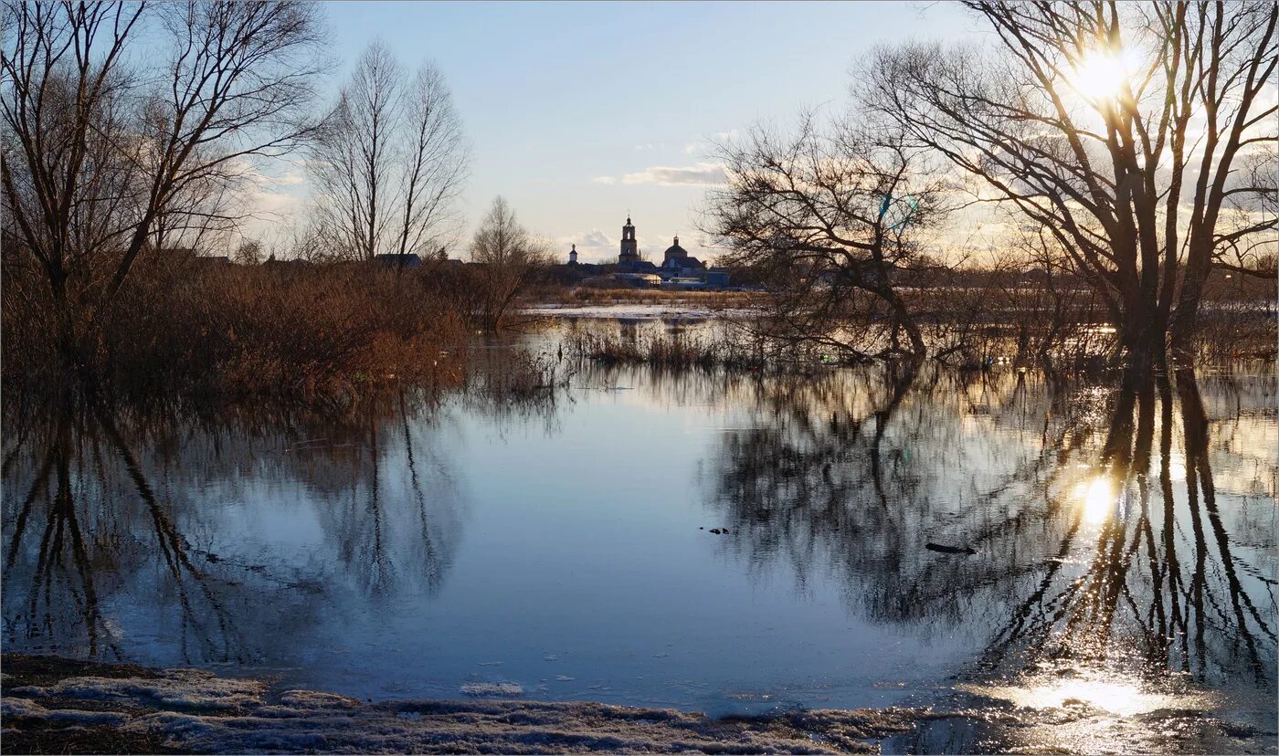 Апрель половодье. Деревня чермасан белебеевский район. весенний разлив. половодье.