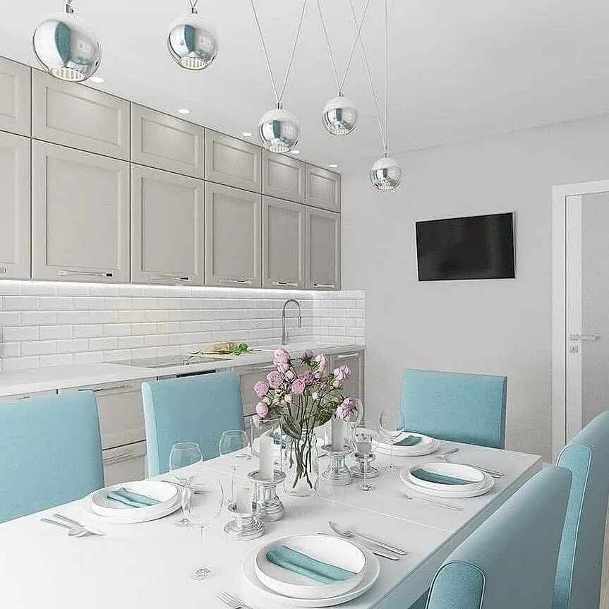 Кухня серо бирюзовая фото в интерьере Cottage Kitchen Современный Кухня Атланта от эксперта Mark Williams Desi