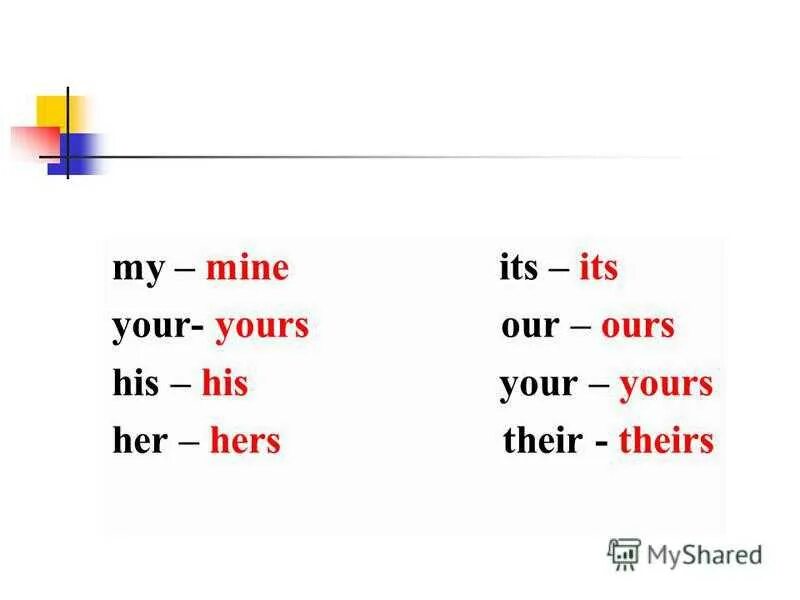 Чем отличается my и mine. My mine. my mine your yours правило. your yours правило.