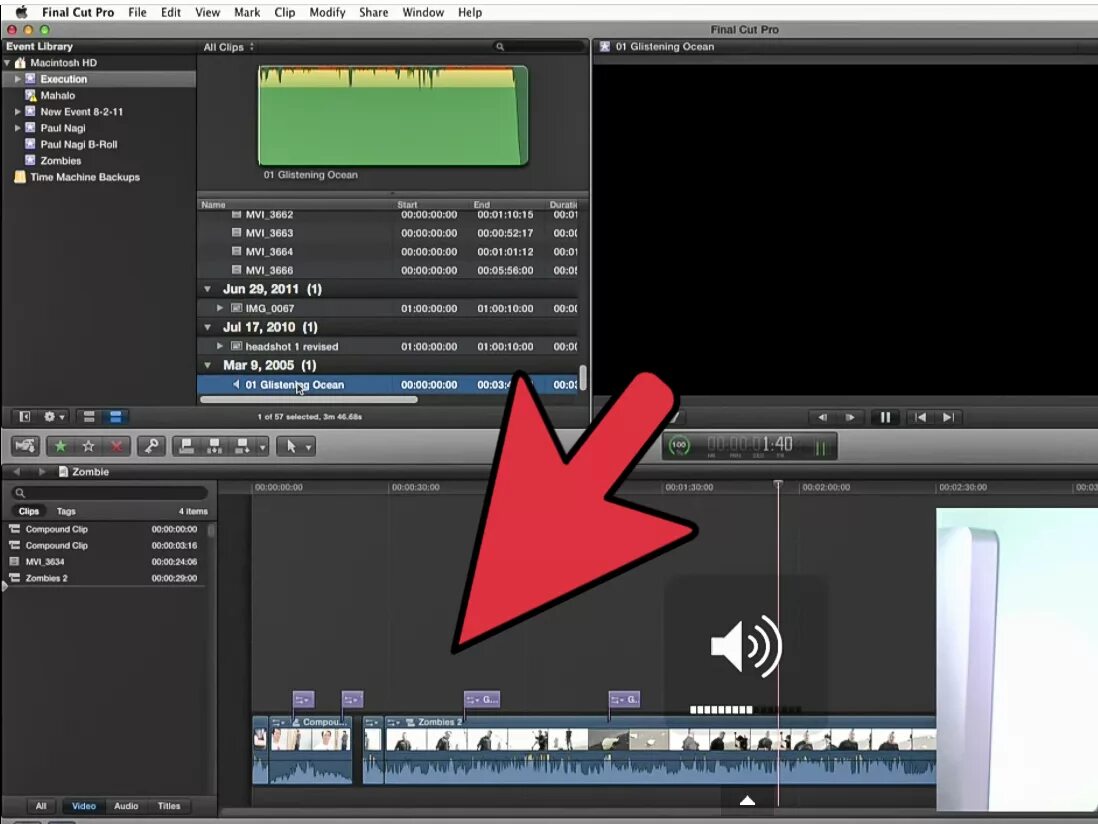 Как добавить музыку в cut cut. The final cut. проект в final cut. final cut pro 2005. приглушенный звук в fcpx.
