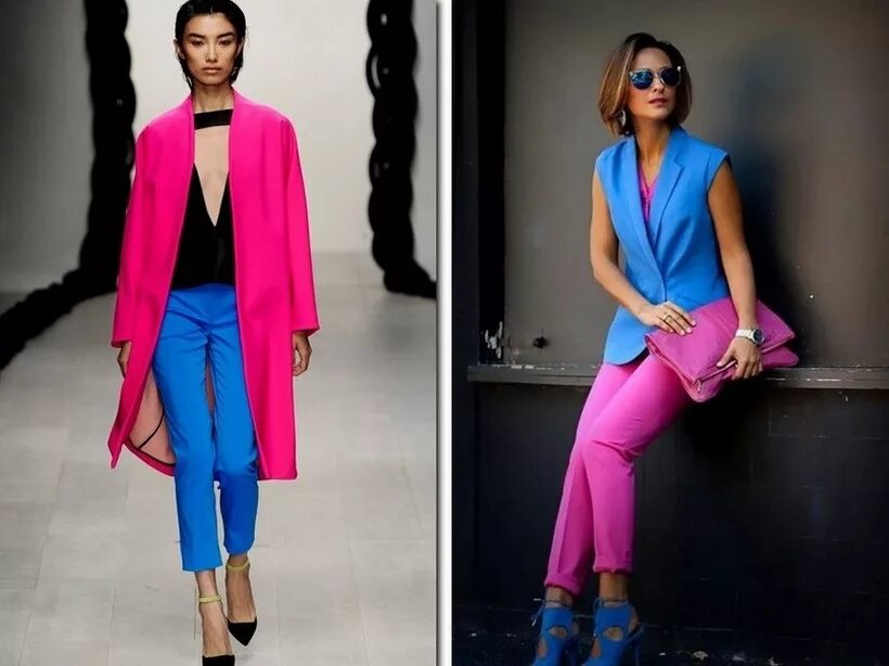 Маджента цвет сочетания палитры. Ярко розовый и синий. Розовый с голубым в одежде. Сочетание темно синего и розового в одежде. Сочетание синего и розового в одежде.