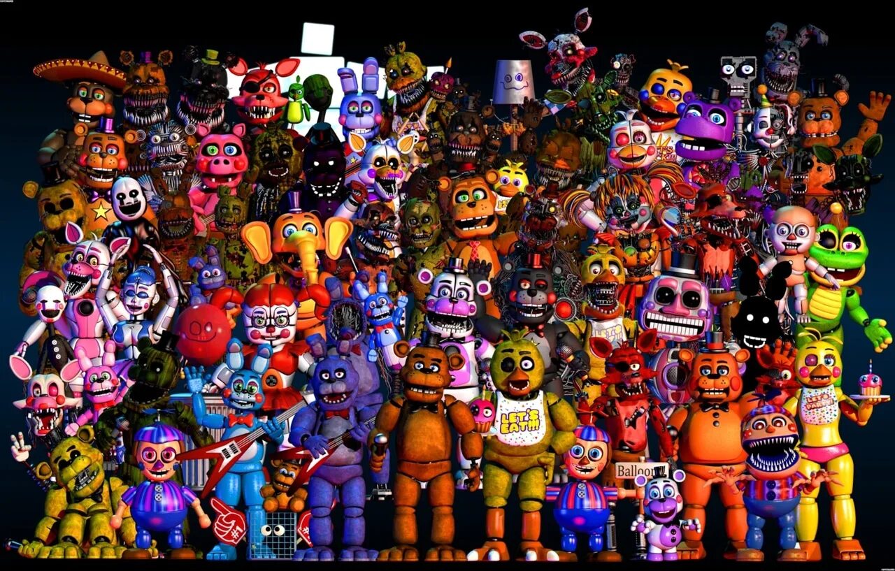 Фнаф 5 фнаф 7. FNAF 7 все АНИМАТРОНИКИ. АНИМАТРОНИКИ ФНАФ 1. АНИМАТРОНИКИ из FNAF 7. ФНАФ эдишн.