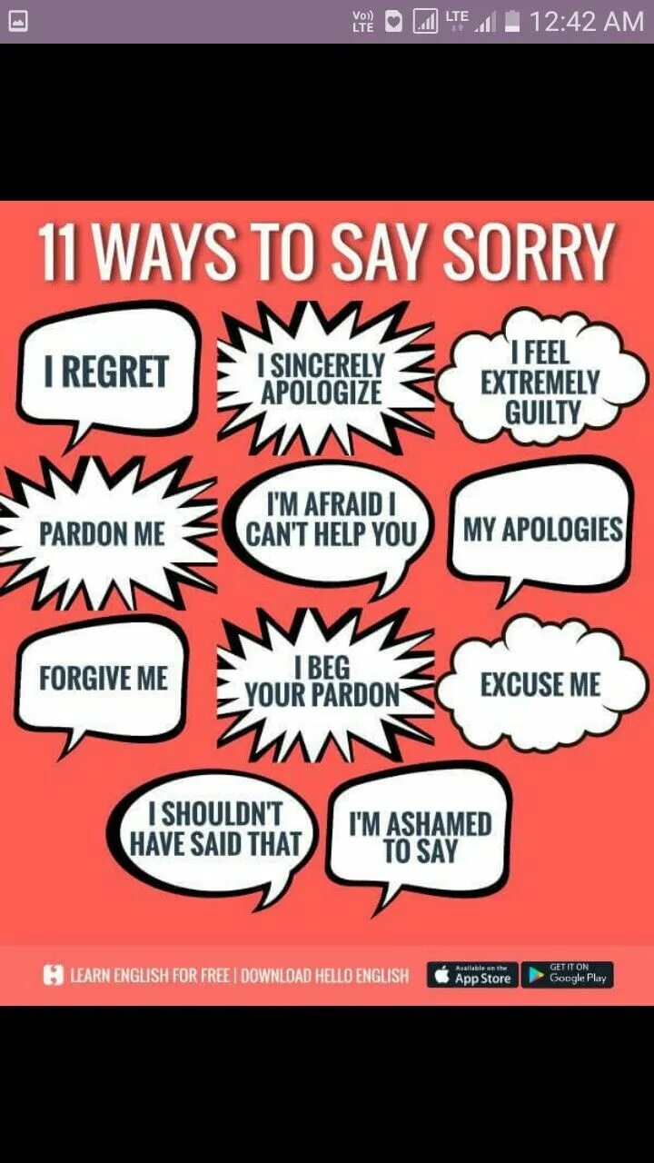 Say it in a different way. Ways to say sorry. ways to say. other ways to say sorry. say in english.
