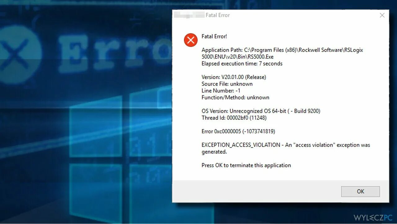 Исключение нарушение доступа 0xc0000005. Exception ошибка. Фатальная ошибка Windows 10. Exception access Violation. Fatal Error.