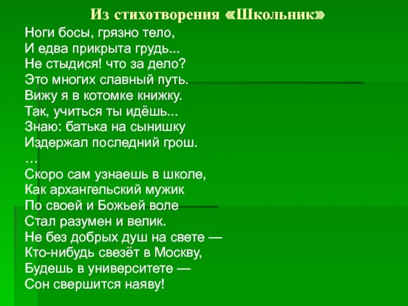 Стихотворение прочитано учеником. Некрасов школьник стихотворение. Н А Некрасов стихотворение школьник. Стих Некрасова школьник текст.