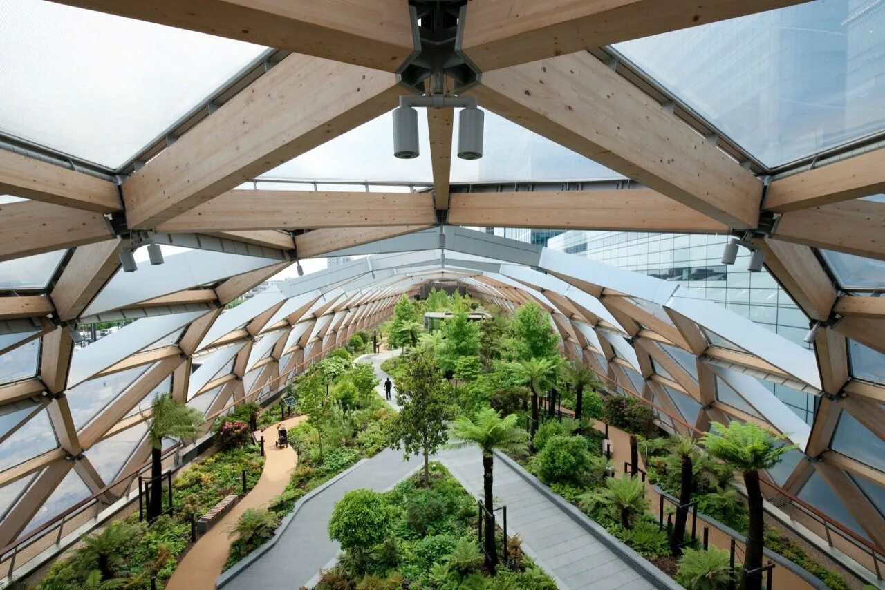 Руф Гарден Лондон. Crossrail place Roof Garden. Теплица ди