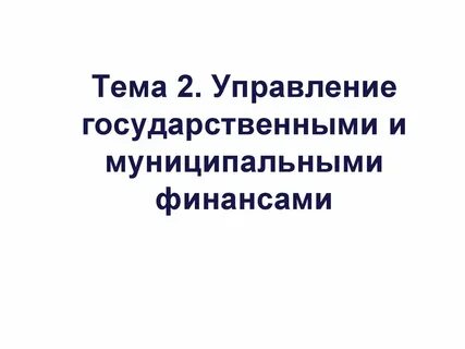 Государственное и муниципальное управление финансовый
