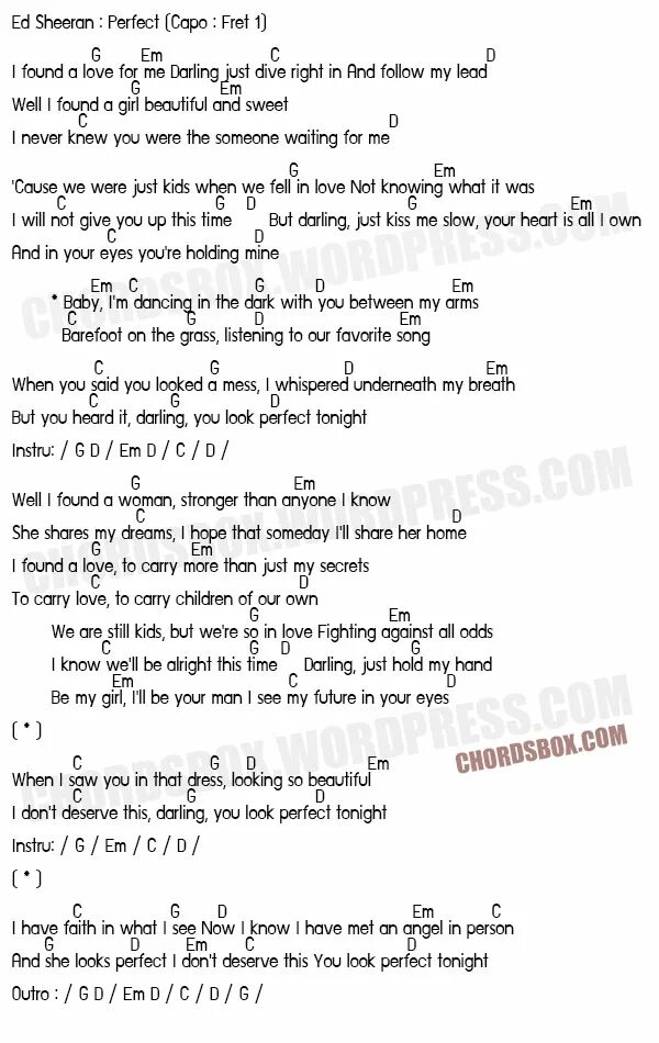 Эд ширан перфект аккорды. Perfect ed sheeran chords. guitar chords of perfect. perfect аккорды.