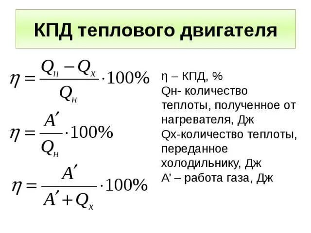 Количество теплоты переданное холодильнику
