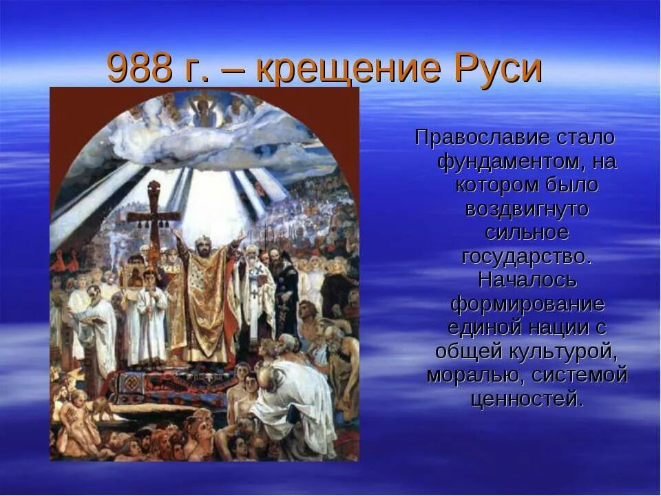 1 988 г. Крещение Руси 988. Обряд крещения на Руси. Крещение Руси Васнецов. 988 Крестили Русь.