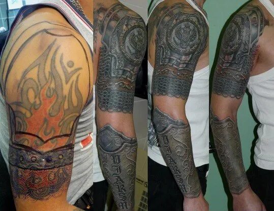 Attractive Dragon Tattoos for Men Shoulder armor tattoo, Arm sleeve tattoos, Bod
