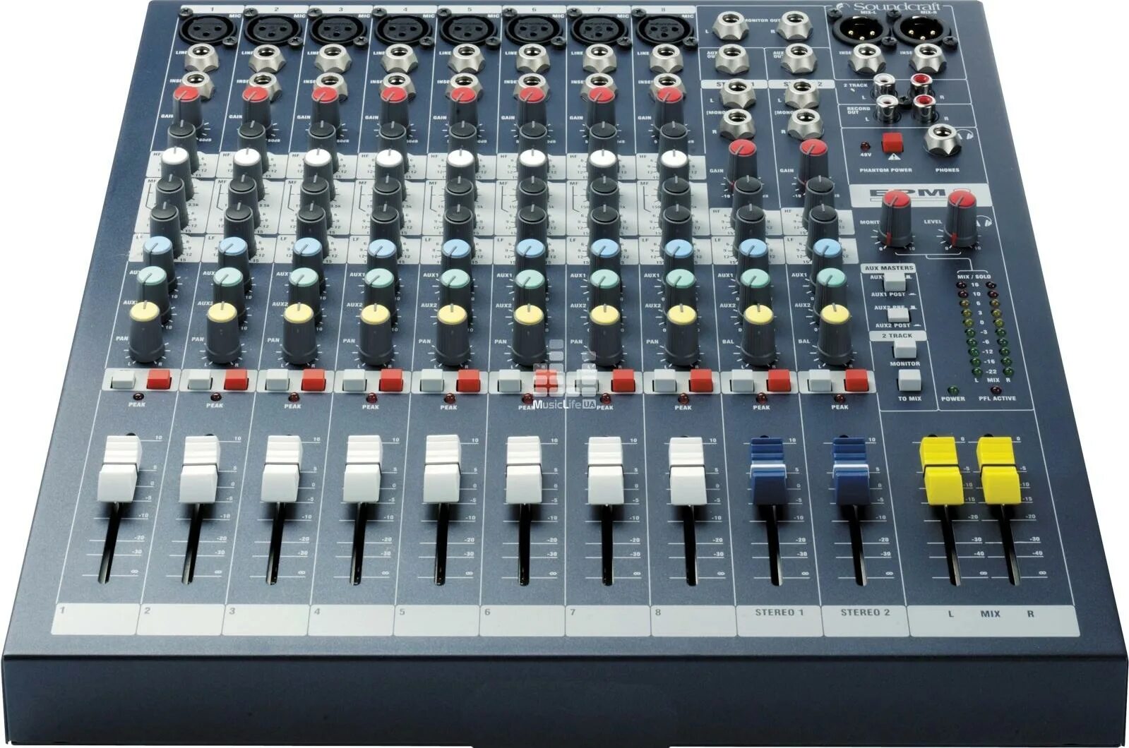 Через звук пульт. Soundcraft epm8. Soundcraft epm8 микшерный пульт. Микшер Soundcraft epm6. Звуковой пульт Soundcraft.