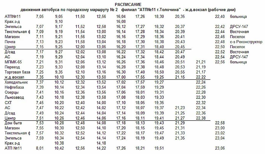 Расписание автобуса м горького